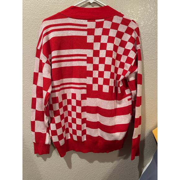 NWT Mickey Mouse Printed Button Front Cardigan - Red n White M - Picture 6 of 6